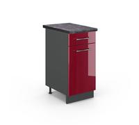 Meuble cuisine Fame-Line, 40cm, PT Anthracite, Rouge bordeaux Haute brillance/Anthracite, Vicco 46404