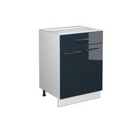 Meuble cuisine Fame-Line, 60cm avec tiroir, sans PT, Bleu foncé brillant/Blanc, Vicco 49635