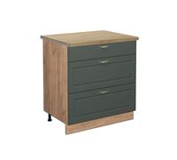 Meuble cuisine Fame-Line, 80cm avec 3 tiroirs, PT Chêne, Vert Or Campagne/Chêne de force doré, Vicco 45971