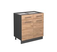 Meuble cuisine Fame-Line, 80cm sans PT, Chêne de force doré/Anthracite, Vicco 38299