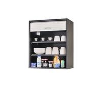 Meuble Cuisine Noir Rideau Chêne Blanc ou Alu 2 Etagères L 60 H 72 P 35 cm - Blanc - L 60 x l 35 x H 72 cm