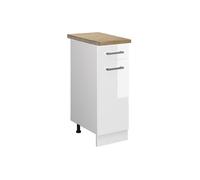 Meuble cuisine R-Line, 30cm, PT Chêne, Blanc Haute brillance/Blanc, Vicco 45411
