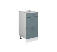 Vicco Meuble Cuisine R-Line, Bleu-Gris, 40cm | 3 Tiroirs · Sans plan de travail · Pieds réglables en hauteur · ✓ Accès facile · Librement combinable