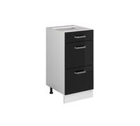 Vicco Meuble Cuisine R-Line, Noir Haute Brillance, 40cm avec tiroirs, sans PT, pour Une Combinaison Libre au Sein de systèmes de Cuisine modulaires