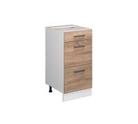 Meuble cuisine R-Line, 40cm avec tiroirs, sans PT, Sonoma/Blanc, Vicco 37741