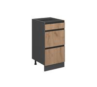 Meuble cuisine R-Line, 40cm J-Shape, avec tiroirs, sans PT, Chêne de force doré/Anthracite, Vicco 39764