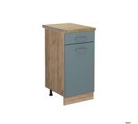 Meuble cuisine R-Line, 40cm, PT Chêne, Bleu-gris/Chêne de force doré, Vicco 45813