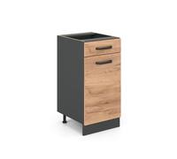 Meuble cuisine R-Line, 40cm sans PT, Chêne de force doré/Anthracite, Vicco 34887
