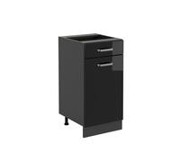 Meuble cuisine R-Line, 40cm sans PT, Noir Haute brillance/Anthracite, Vicco 41056