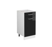 Meuble cuisine R-Line, 40cm sans PT, Noir Haute brillance/Blanc, Vicco 41037