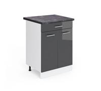 Meuble cuisine R-Line, 60cm avec tiroir, PT Anthracite, Anthracite Haute brillance/Blanc, Vicco 46704