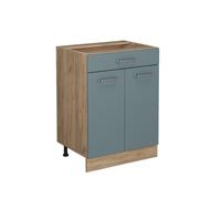 Vicco Meuble Cuisine R-Line, Bleu-Gris, 60cm | 1 Tiroir · Sans plan de travail · Pieds réglables en hauteur · 2 Portes · ✓ Accès facile