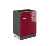 Meuble cuisine R-Line, 60cm avec tiroir, sans PT, Rouge brillant/Anthracite, Vicco 34920