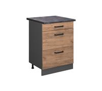 Meuble cuisine R-Line, 60cm avec tiroirs, PT Anthracite, Chêne de force doré/Anthracite, Vicco 45553