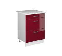Meuble cuisine R-Line, 60cm avec tiroirs, PT Marbre, Rouge brillant/Blanc, Vicco 37721