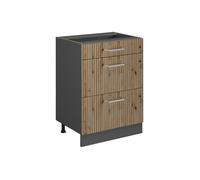 Vicco Meuble Cuisine R-Line, Chêne Artisan, 60cm avec tiroirs, sans PT, pour Une Combinaison Libre au Sein de systèmes de Cuisine modulaires