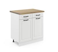 Meuble cuisine R-Line, 80cm, PT Chêne, Blanc campagne/Blanc, Vicco 45373