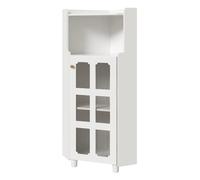 Meuble d’angle 63,5/124 cm blanc en MDF avec LED et rangement 2-en-1