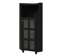 Meuble d’angle 63,5/124 cm noir en MDF avec LED et rangement 2-en-1