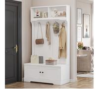 Meuble d’entrée - TKOPY - Vestiaire d’entrée avec armoire à chaussures et rangement - Ensemble de vestiaires 101.5x47x183cm, Blanc