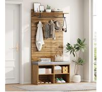 Meuble d’entrée - TKOPY - Vestiaire d’entrée avec banc à chaussures et coussin - Ensemble de vestiaires avec rangement 84x37x175cm