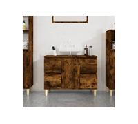 vidaXL Meuble d'Évier, Armoire de Lavabo avec Compartiment et 4 Tiroirs, Meuble sous Lavabo avec Pieds Salle de Bain, Scandinave, Chêne Fumé Bois d'Ingénierie
