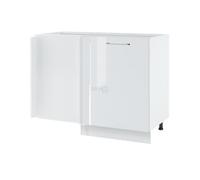 Meuble d'angle bas Bellissi Blanc Brillant 1 porte L 105 cm - Cuisineandcie