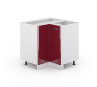 Meuble d'angle Fame-Line, 80.5cm sans PT, Rouge bordeaux Haute brillance/Blanc, Vicco 34783