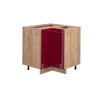 Meuble d'angle Fame-Line, 80.5cm sans PT, Rouge bordeaux Haute brillance/Chêne de force doré, Vicco 38351