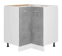 Meuble d'angle Lyon gris béton 75,5 x 75,5 x 81,5 cm | Bois contreplaqué, 2 portes, 2 étagères, fixation murale incluse