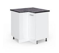 Meuble d'angle R-Line, 75.6cm, PT Anthracite, Blanc Haute brillance/Blanc, Vicco 45893
