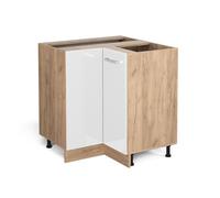 Meuble d'angle R-Line, 75.6cm sans PT, Blanc Haute brillance/Chêne de force doré, Vicco 37104