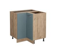 Vicco Meuble d'angle R-Line, Bleu-Gris, 75.6cm | Relie deux côtés de la cuisine · Sans plan de travail · Pieds réglables en hauteur · 1 Tablette · 1 Porte