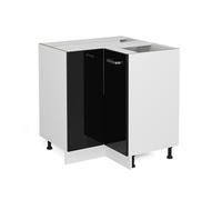 Meuble d'angle R-Line, 75.6cm sans PT, Noir Haute brillance/Blanc, Vicco 41211