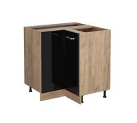 Vicco Meuble d'angle R-Line, Noir Haute Brillance, 75.6cm | Relie deux côtés de la cuisine · Sans plan de travail · Pieds réglables en hauteur · 1 Tablette · 1 Porte