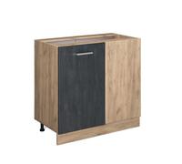 Meuble d'angle R-Line, 86cm sans PT, Béton noir/Chêne de force doré, Vicco 47556