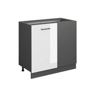 Vicco Meuble d'angle R-Line, Blanc Haute Brillance, 86cm | Relie deux côtés de la cuisine · Sans plan de travail · Pieds réglables en hauteur · 1 Porte · Grand espace intérieur ✓