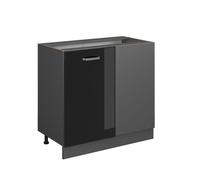 Meuble d'angle R-Line, 86cm sans PT, Noir Haute brillance/Anthracite, Vicco 41180
