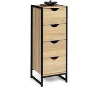 Meuble d'appoint 4 tiroirs DETROIT 30 cm chiffonnier pour entrée salle de bain design industriel Bois G