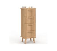 Meuble d'appoint 4 tiroirs JULIETTE 30x30x80 cm chiffonnier pour entrée salle de bain effet lattes tasseau bois