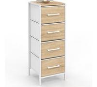 Meuble d'appoint 4 tiroirs UTAH 30 cm chiffonnier, meuble de rangement design industriel bois et blanc Bois