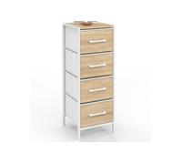 IDMarket - Meuble d'appoint 4 tiroirs Utah 30 cm chiffonnier, Meuble de Rangement Design Industriel Bois et Blanc