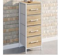 Meuble d'appoint 4 tiroirs UTAH chiffonnier, meuble de rangement design industriel bois et blanc