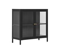 Meuble d'appoint HUGO 2 Portes Vitrées Métal Laqué Noir 80x35x80cm