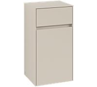 Villeroy & Boch Collaro Armoires latérales 1 porte, charnières à droite, 1 tiroir, 404x748x349mm, C03201VN, Couleur: Avant/carcasse : Gris Cachemire, poignée : Gris Cachemire