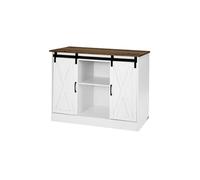 VEVOR Meuble de bar à café, 106 x 40 x 81,5 cm, armoire de bar à café avec rangement à 3 niveaux, table basse avec portes de grange, buffet pour salle à manger, cuisine, entrée, salon, marron et blanc