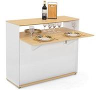 Meuble de bar extensible en table à manger 2 personnes VITO blanc et plateau bois Blanc G