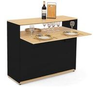 IDMarket – Meuble de bar extensible VITO – Table à manger 2 personnes noir plateau bois