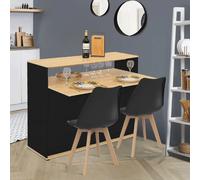 IDMarket - Meuble de Bar Extensible en Table à Manger 2 Personnes VITO Noir et Plateau Bois