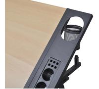 Meuble de bureau BURKE, Brun Table à dessin inclinable - 2 tiroirs et tabouret BB1103